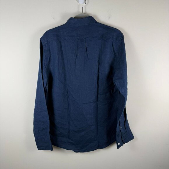 NWT J.Crew Baird McNutt Irish Linen Long Sleeve Button Down Medium navy Blue - Picture 4 of 6